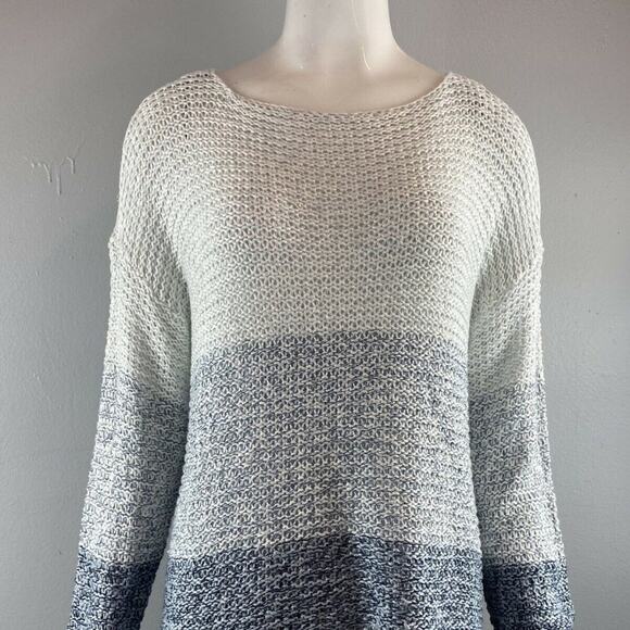 Rdi Open Stitch Pullover Sweater Long Sleeve Boat-Neck Blue Combo Size X-Large - Picture 1 of 12